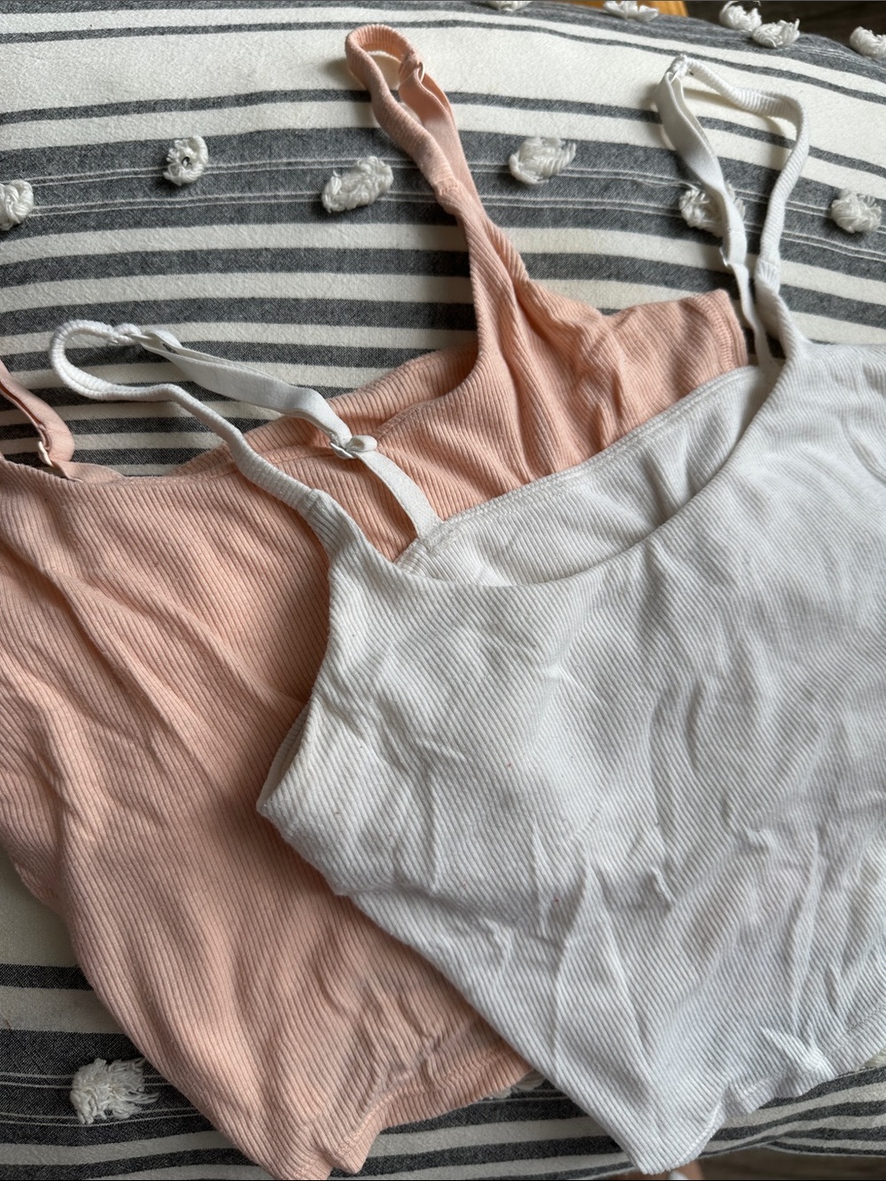 Old Navy Ribbed Bramis in White and Blush